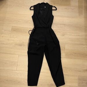 H&M Black Tailored V-Neck Jumpsuit